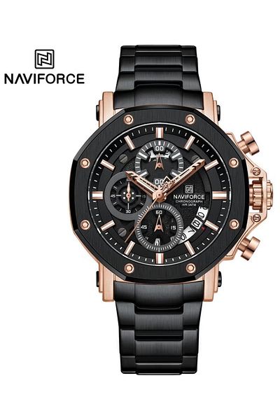 Naviforce Chronograph Luxury Watch with Multi Function Display Stainless Steel Strap Water Resistant