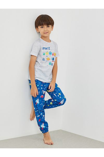 Styli Graphic Print Round Neck T-Shirt and Pyjama Set