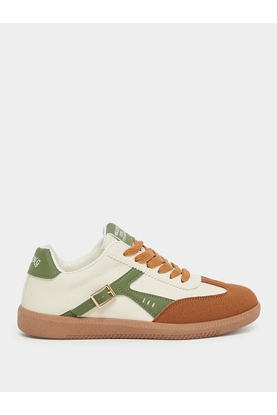 Styli Color Block Buckle Detail Lace Up Sneakers