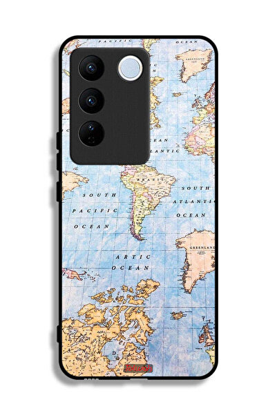 Tolwak غطاء حماية لهاتف Vivo S16e - خريطة العالم