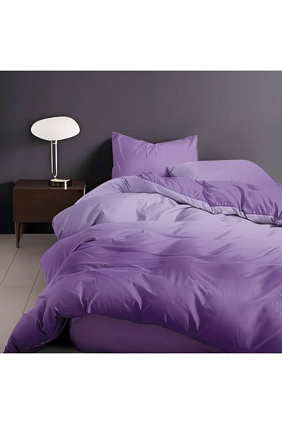 Pucioasa 6-piece elastic bed linen made of fine linen, purple lilac