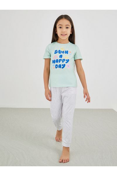 Styli Slogan Print T-Shirt and Pyjama Set