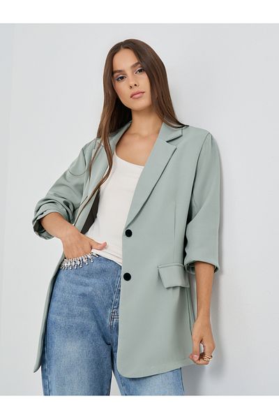 Styli Solid Notch Label Blazer with Pockets