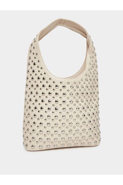 Styli Studded Hobo Bag with Snap Closure
