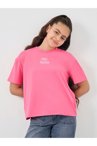 Styli Slogan Print Round Neck T-Shirt