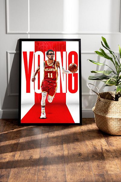 Saturn Pictură înrămată Trae Young - Pictură poster NBA de baschet