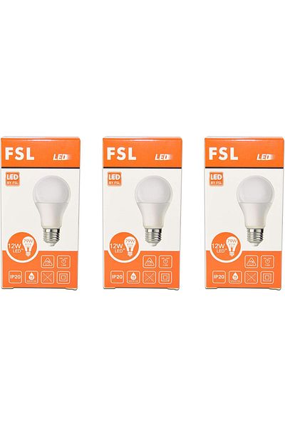 FSL LED Bulb A60 12W E27 AC220-240V White/Warm White/Yellow (Price of pack) (Yellow 3000K)