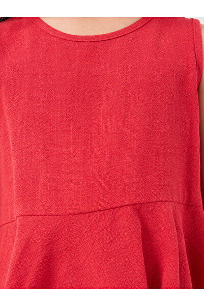 Styli Girls Red Solid Sleeveless Peplum Blouse and Pants Set