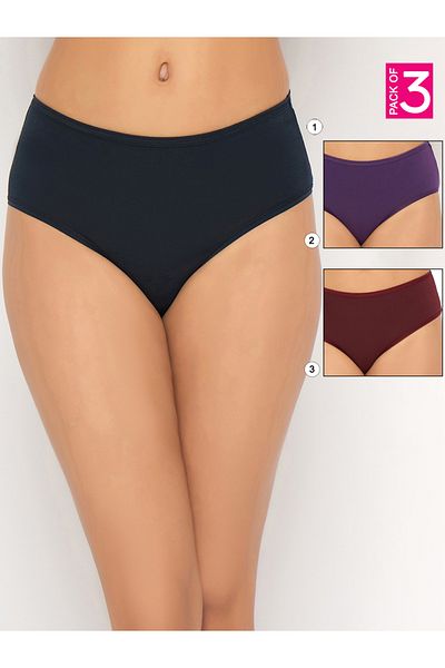Clovia By Styli Pack of 3 - Solid Mid Rise Hipster Briefs