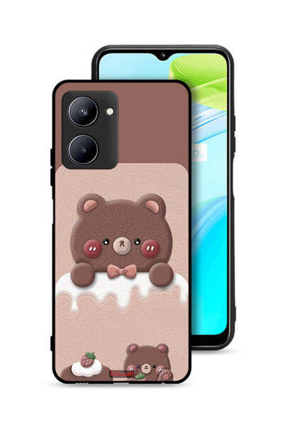 Tolwak غطاء حماية Realme C33 بتصميم دب الفراولة