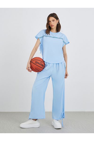 Styli Round Neck Tape Detail Top and Pants Co-Ords