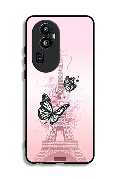 Tolwak غطاء حماية لهاتف Oppo Reno10 Pro Plus بتصميم فراشات على برج إيفل