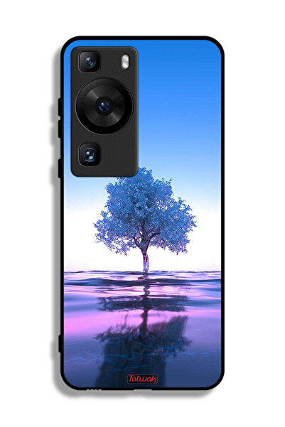 Tolwak غطاء حماية لهاتف Huawei P60 Pro بتصميم شجرة نيون وانعكاس مائي وفن رقمي