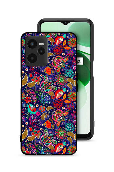 Tolwak غطاء حماية لهاتف Realme C35 بنقشة أوراق طيور وزهور ملونة