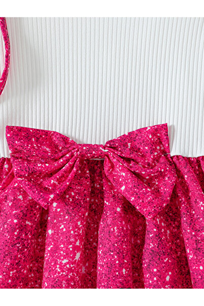 Take Two By Styli Embellished Color Block Round Neck Knee-Length Dress with Bag