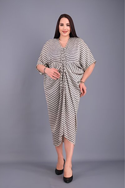 Novinka Plus Size Draped Kaftan Model Stylish Dress