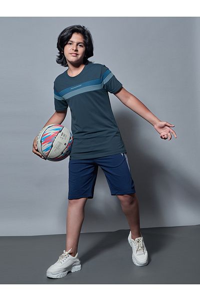 Technosport By Styli Color Block Short Sleeves Round Neck T-Shirt
