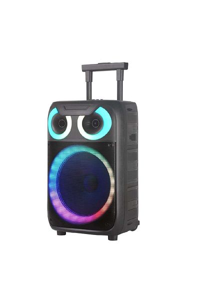 divendi-ro Portable LED speaker with bluetooth, FM, USB, SD Card, AUX, microphone and remote control, black