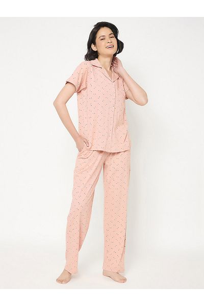 Clovia By Styli Floral Print Short Sleeve Shirt and Pyjama Set