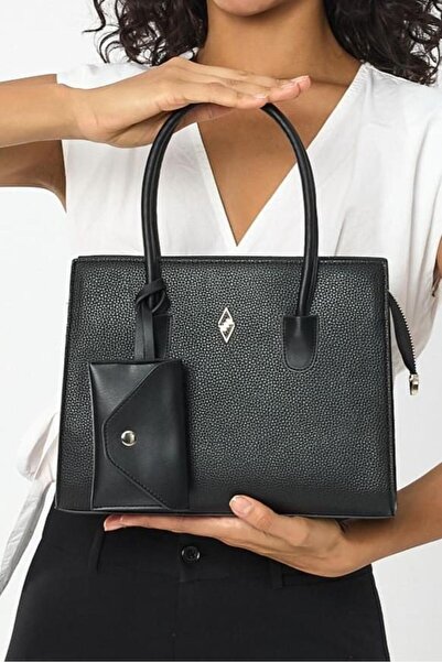 Aron Atelier Elena Siyah Flotr Desen Kadın Omuz Çantası