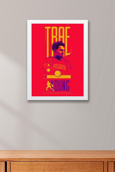 Saturn Trae Young Framed Painting - Basketball Nba Poster Painting