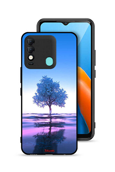 Tolwak غطاء حماية لهاتف تكنو سبارك 8 بتصميم شجرة نيون وانعكاس مائي - فن رقمي