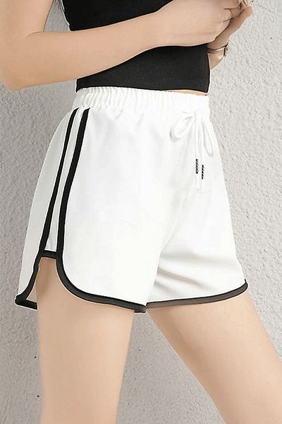 Karakedi White Black Piping Trim Cutout Y2K Short Shorts