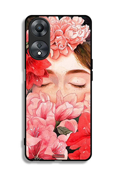 Tolwak غطاء حماية لهاتف Oppo A58 5G، وجه فتاة مختبئة بين الزهور