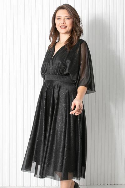 SUBU TASARIM Glitter Tulle Evening Dress Black Tbs902