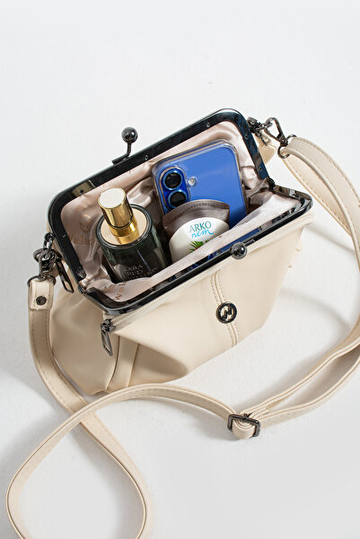 By Hakan Tn-206 Scholar Women's Shoulder Bag Clip Hand Bag Crossbody Bag Cream