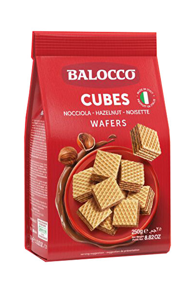 Transmed BALOCCO Wafers Hazelnut Küp Gofret - Fındıklı 250 GR - 12 Adet