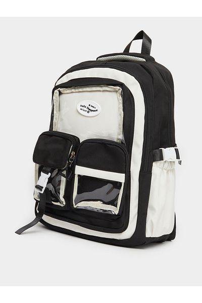 Styli Color Block Backpack with Transparent External Pockets