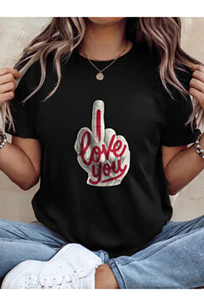 Sarah's Boutique Tricou de damă – 100% bumbac – Mesaj minimalist „TE IUBESC”