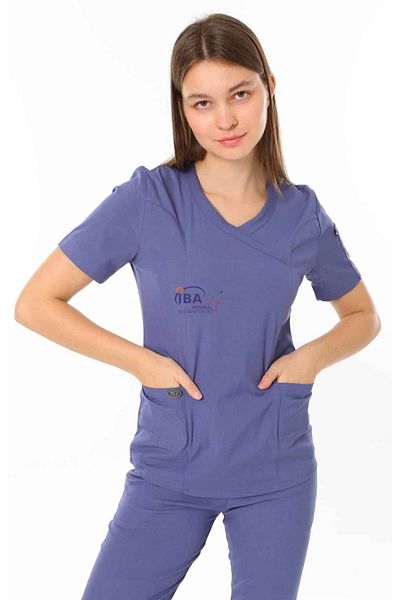 İBA MEDİKAL Costum medical ISOFT (croială slim) gri cețos pentru femei