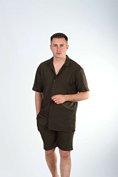 Benim Denim طقم شورت بنمط سلسلة كاكي