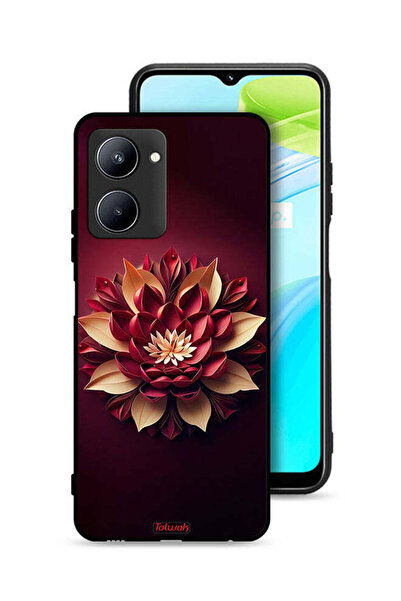 Tolwak Realme C33 Protective Case Cover Flower Abstract Design
