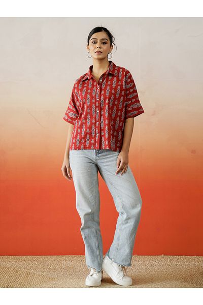 Sanskrutihomes By Styli Printed Cotton Short Sleeve Ethnic Top