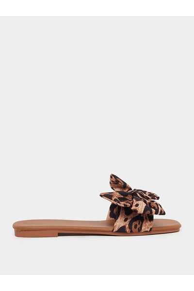 Styli Printed Bow Detail Flat Sandals
