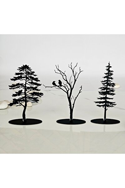 Nature's Elegance: 3-Piece Metal Laser Cut Tree Decor Set – Stylish And Aesthetic Design 15*9*4.5 Cm