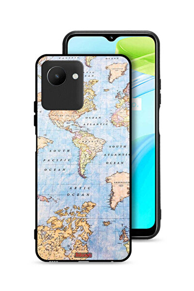 Tolwak Realme C30s Protective Case Cover World Map