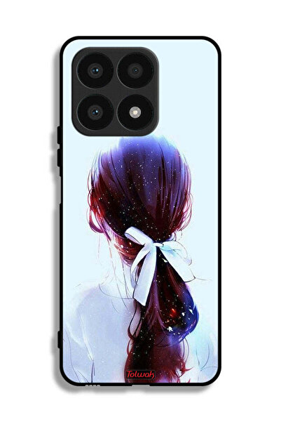 Tolwak غطاء حماية لهاتف Honor X8a - ربطة شعر مع رباط شعر - تصميم فتاة