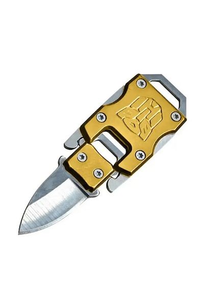 dalimag Cuțit mini, tip breloc, curea aurie, 92x28x7 mm