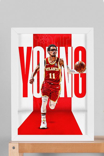 Saturn Pictură înrămată Trae Young - Pictură poster NBA de baschet