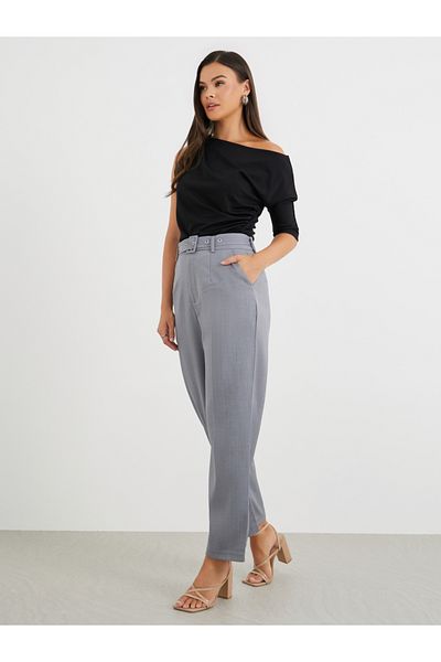 Styli Mid Rise Tapered Fit Trousers with Pockets