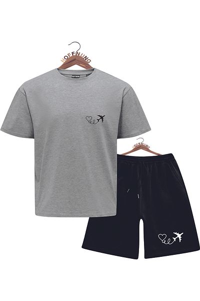 HOFFNUNG Unisex Men/Women Crew Neck Love Plane Printed Bottom Top Tracksuit Suit