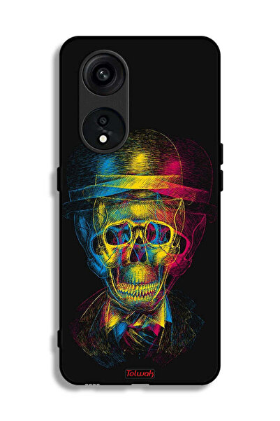 Tolwak غطاء حماية لهاتف Oppo Reno 8T 5G بتصميم جمجمة وقبعة ملونة وفن خيالي