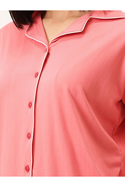 Clovia By Styli Solid 3/4 Sleeve Shirt and Pyjama Set