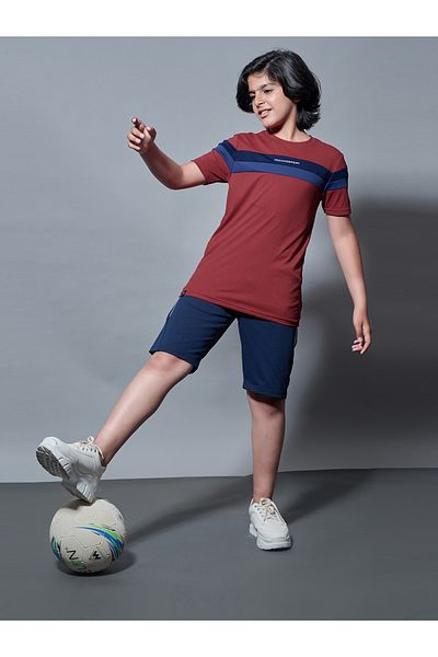 Technosport By Styli Color Block Short Sleeves Crew Neck T-Shirt