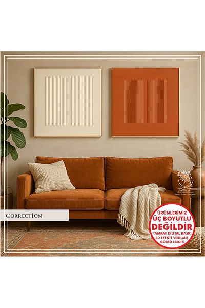 Tablomtr Set de 2 picturi decorative cu cadru metalic imprimat digital și sticlă - Model de corecție G