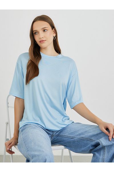 Styli Solid Oversized Round Neck T-Shirt